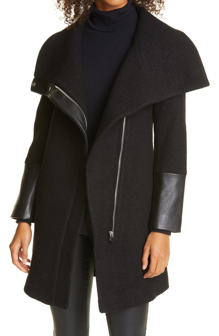 Club Monaco Asymmetric Black Halli Coat Size L